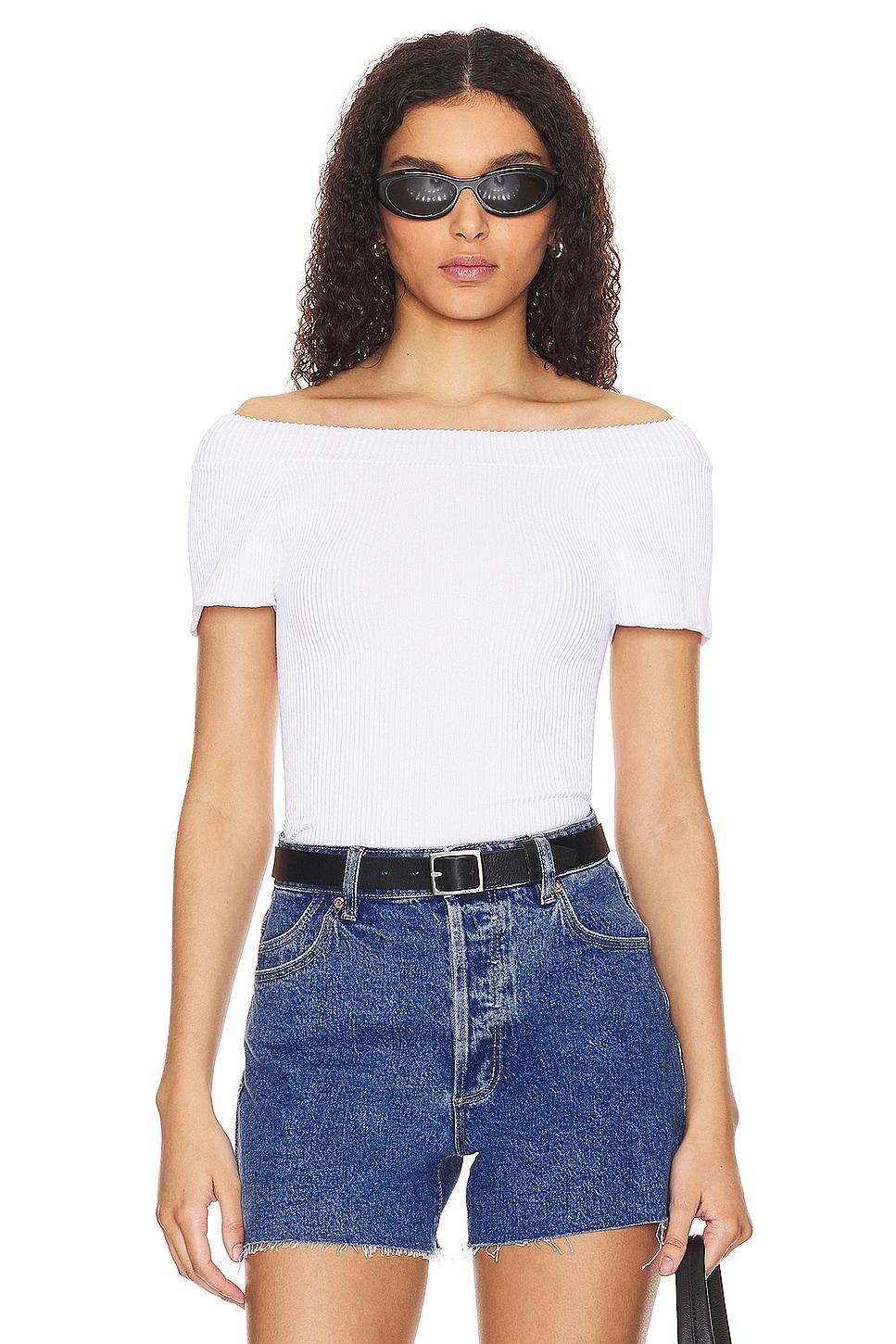 x intimately fp ribbed seamless off shoulder top in white