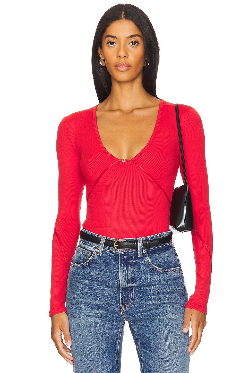 x intimately fp victoria plunge bodysuit in garnet rose