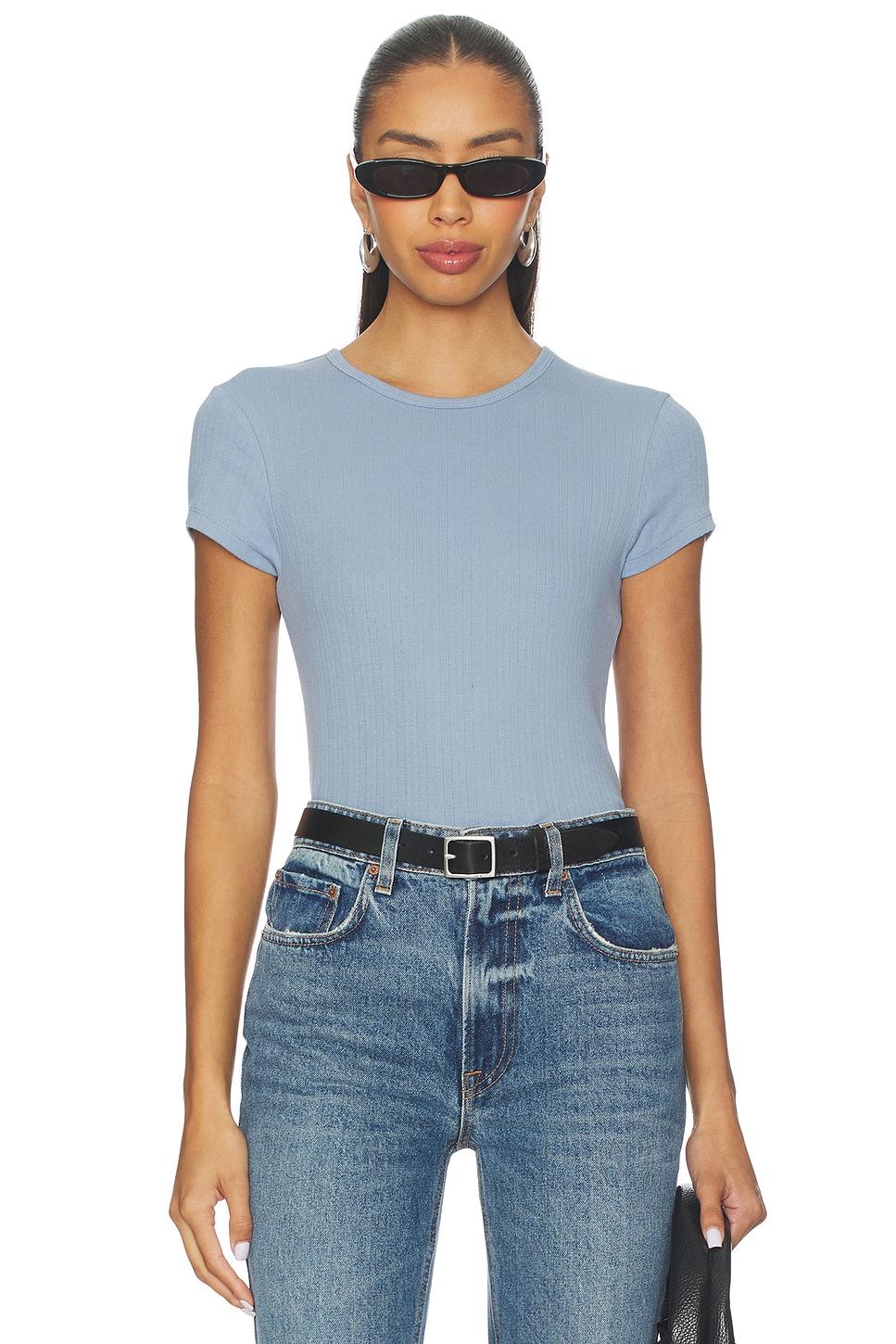 x intimately fp wait a minute baby tee in soft chambray