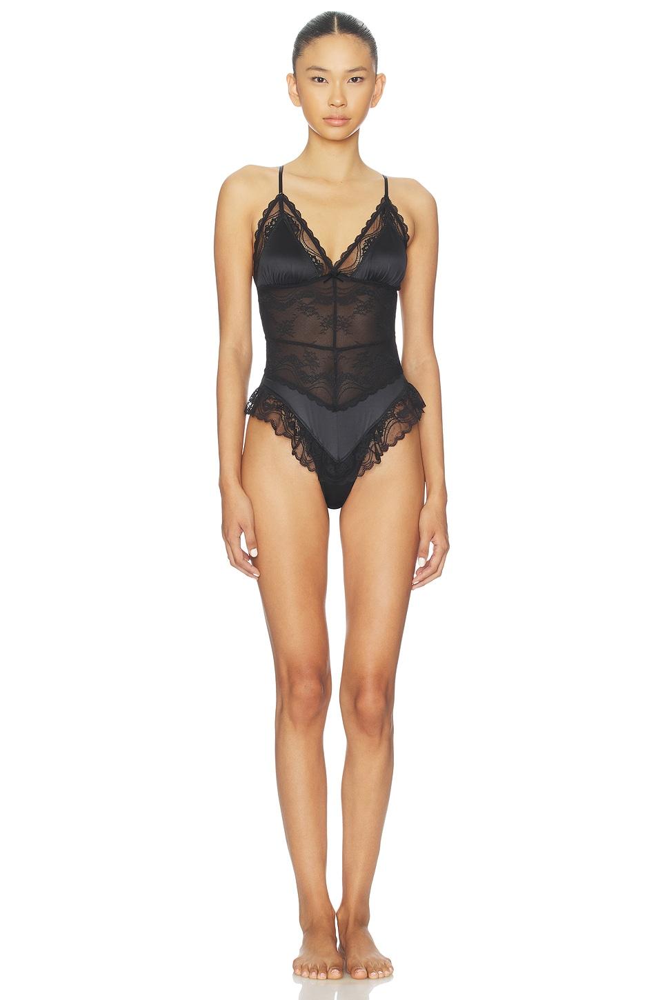 x intimately staying home bodysuit in black