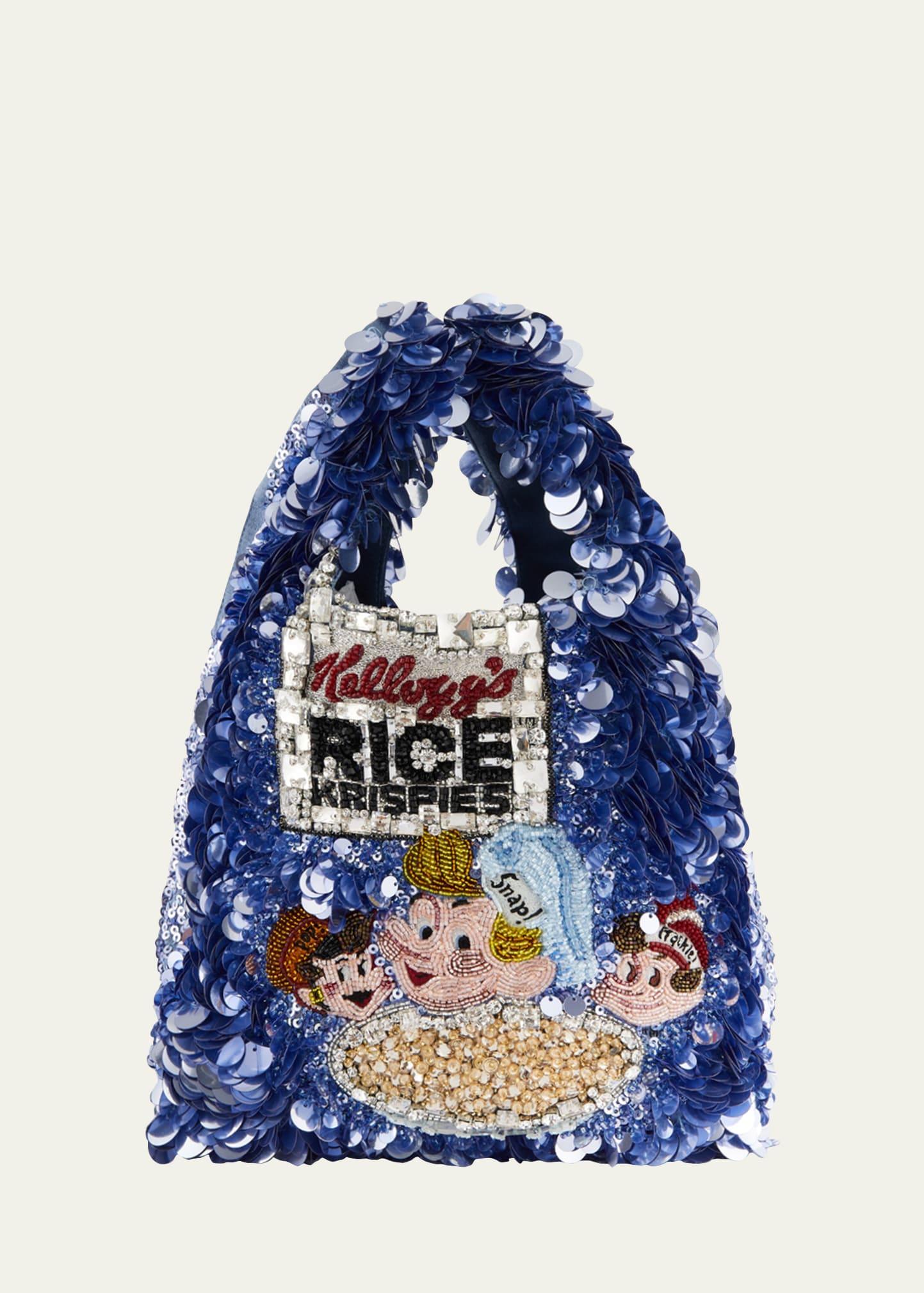 x kellogg's rice krispies cereal mini sequined tote bag