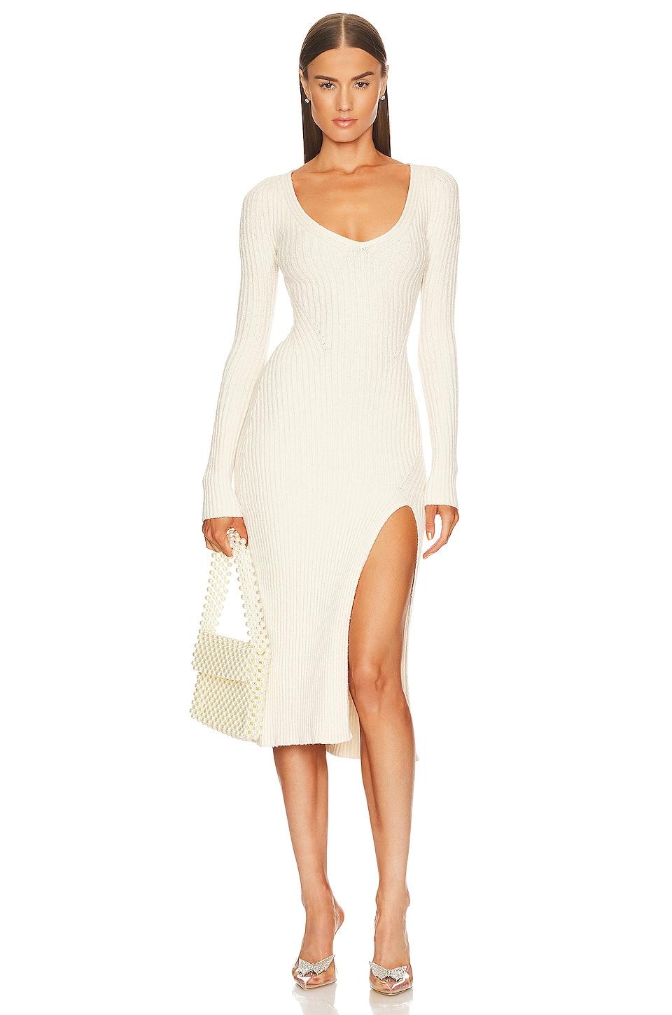 x marianna hewitt saskia boucle midi dress with slit