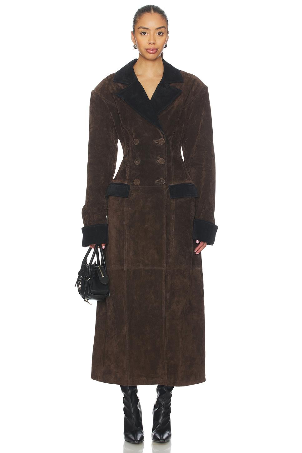 x premium double breasted suede coat