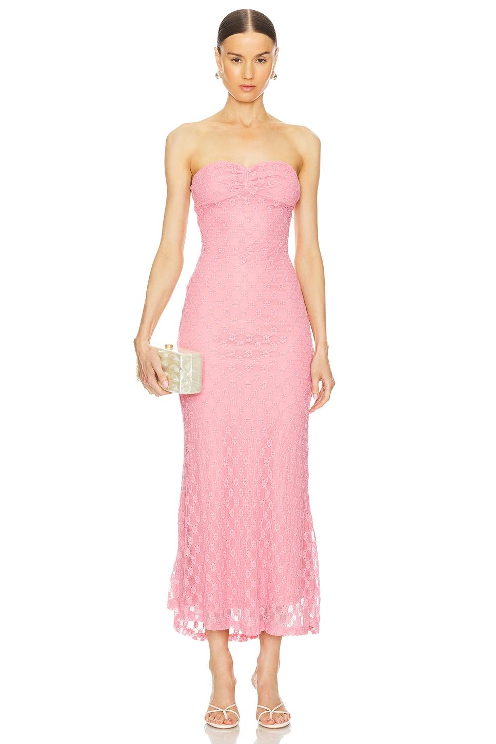 x revolve adoni strapless midi dress