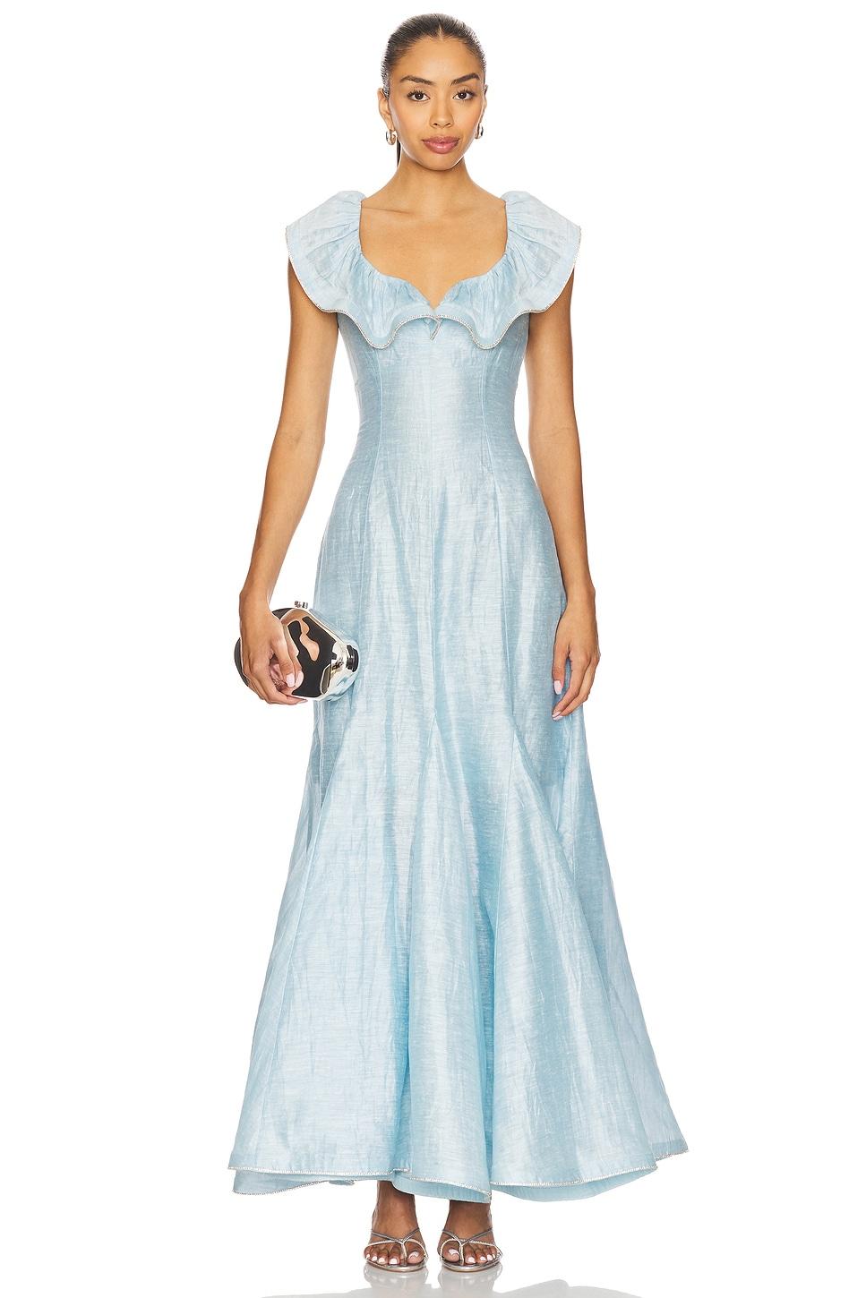 x revolve azure ruffle dress