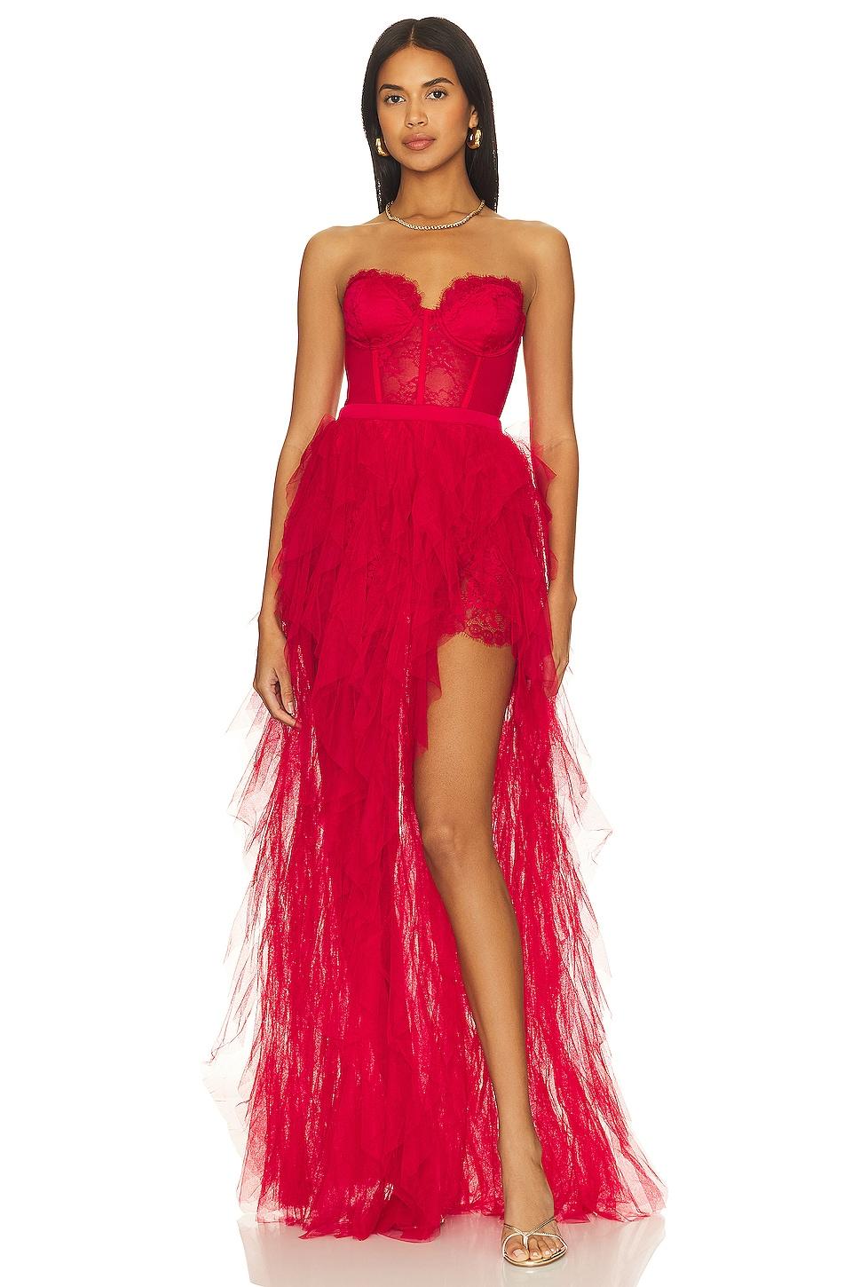 x revolve bustier gown