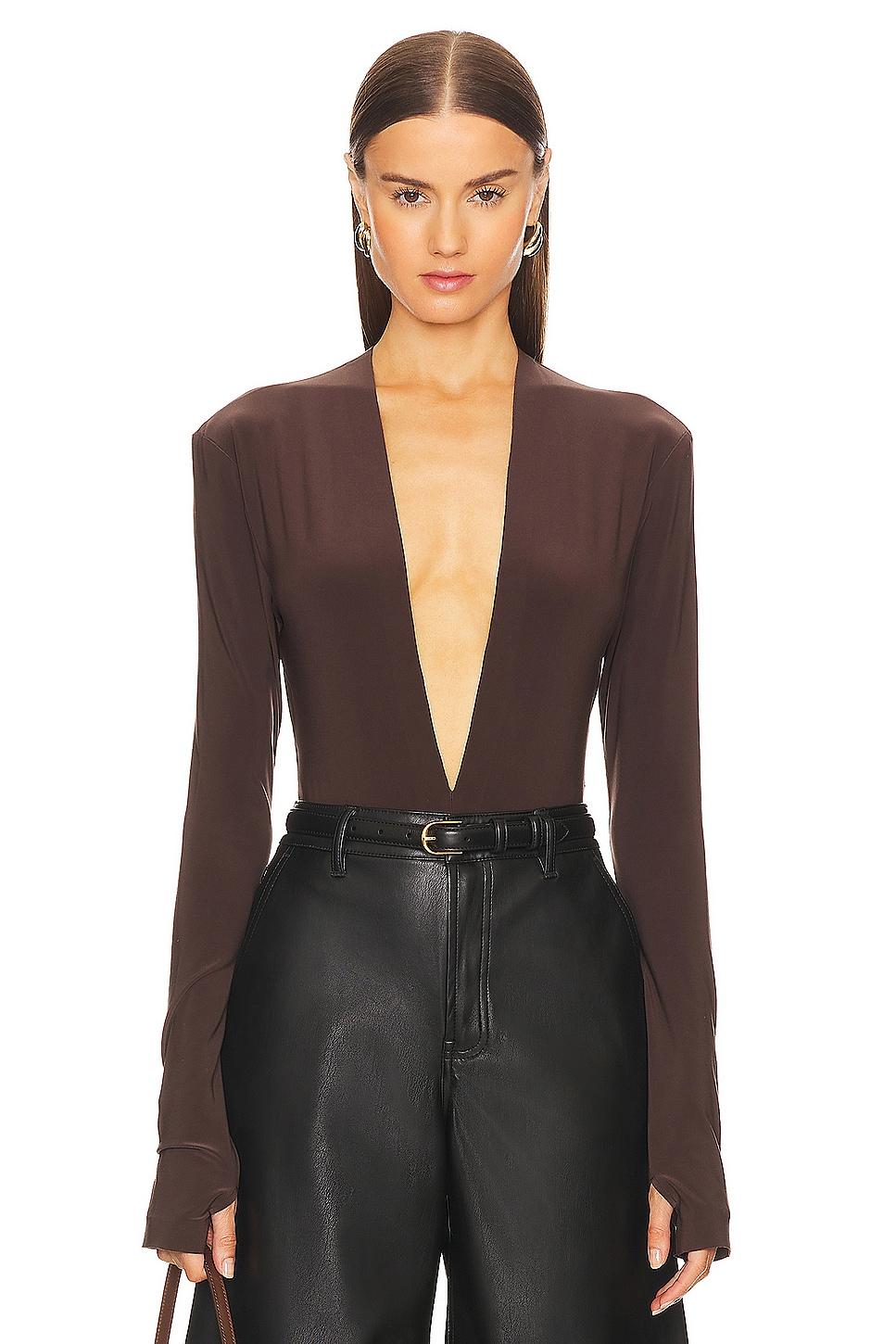 x revolve deep v neck bodysuit