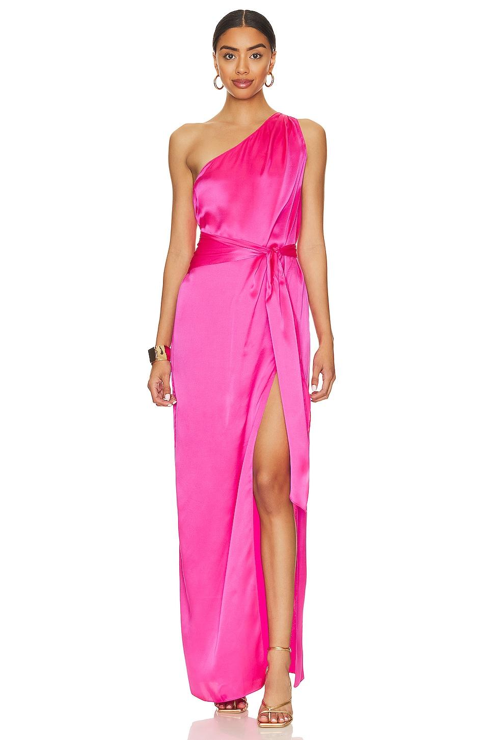 x revolve delmar gown in cerise