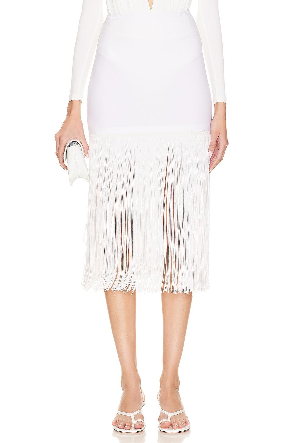 x revolve fringe mini skirt
