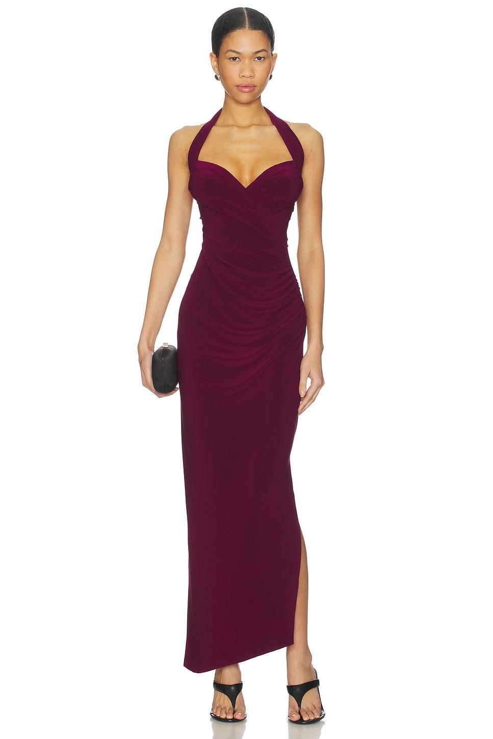 x revolve halter sweetheart side drape gown