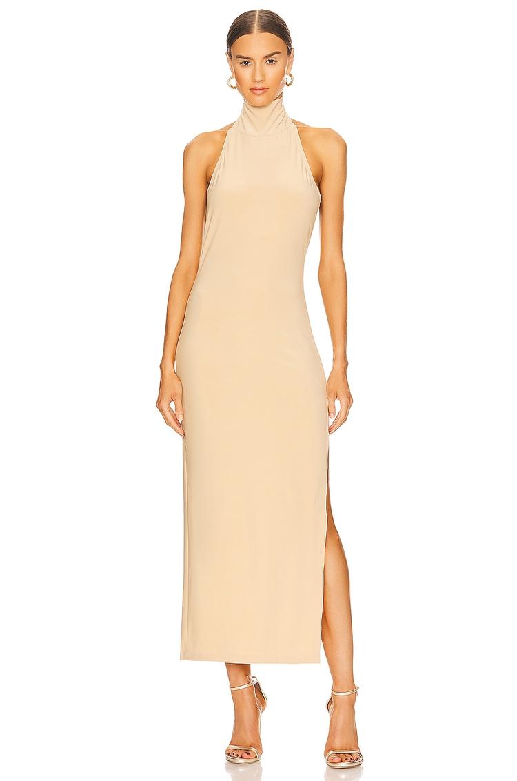 x revolve halter turtle side slit gown