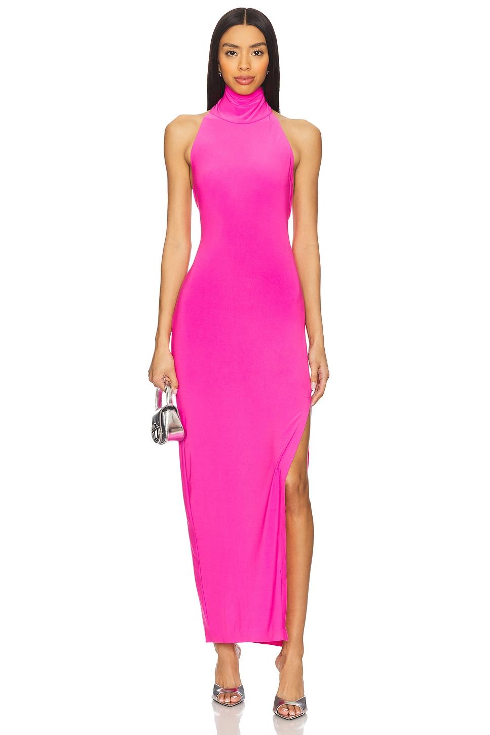 x revolve halter turtleneck side slit gown
