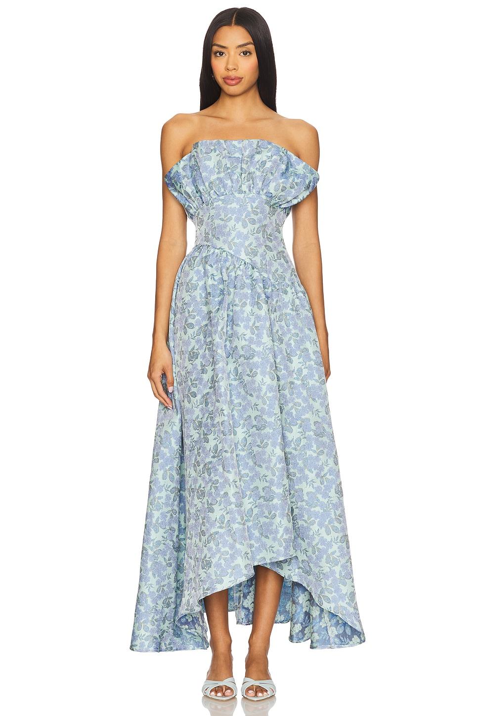 x revolve jacquard asymmetric gown