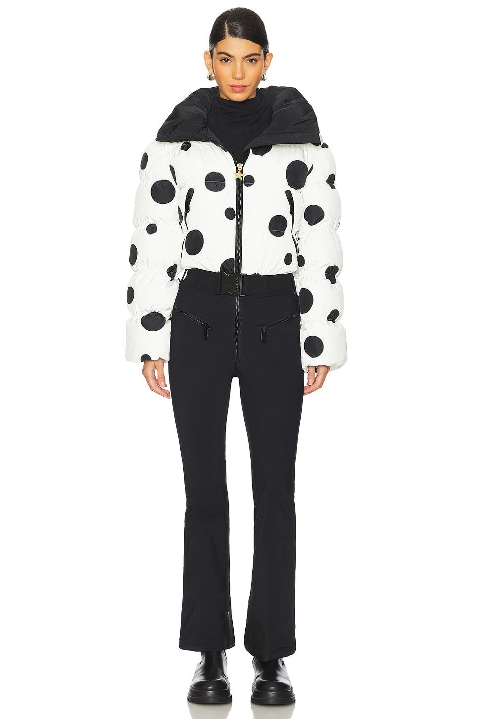 x revolve jumpsuit in dot cream & black