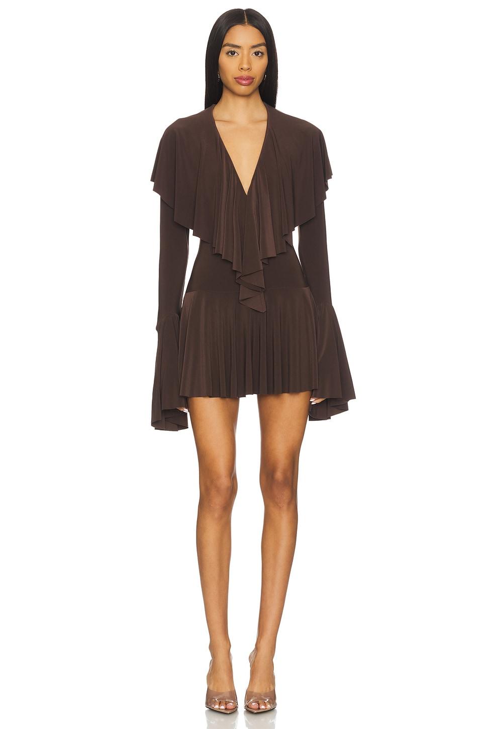 x revolve long sleeve deep v ruffle mini dress