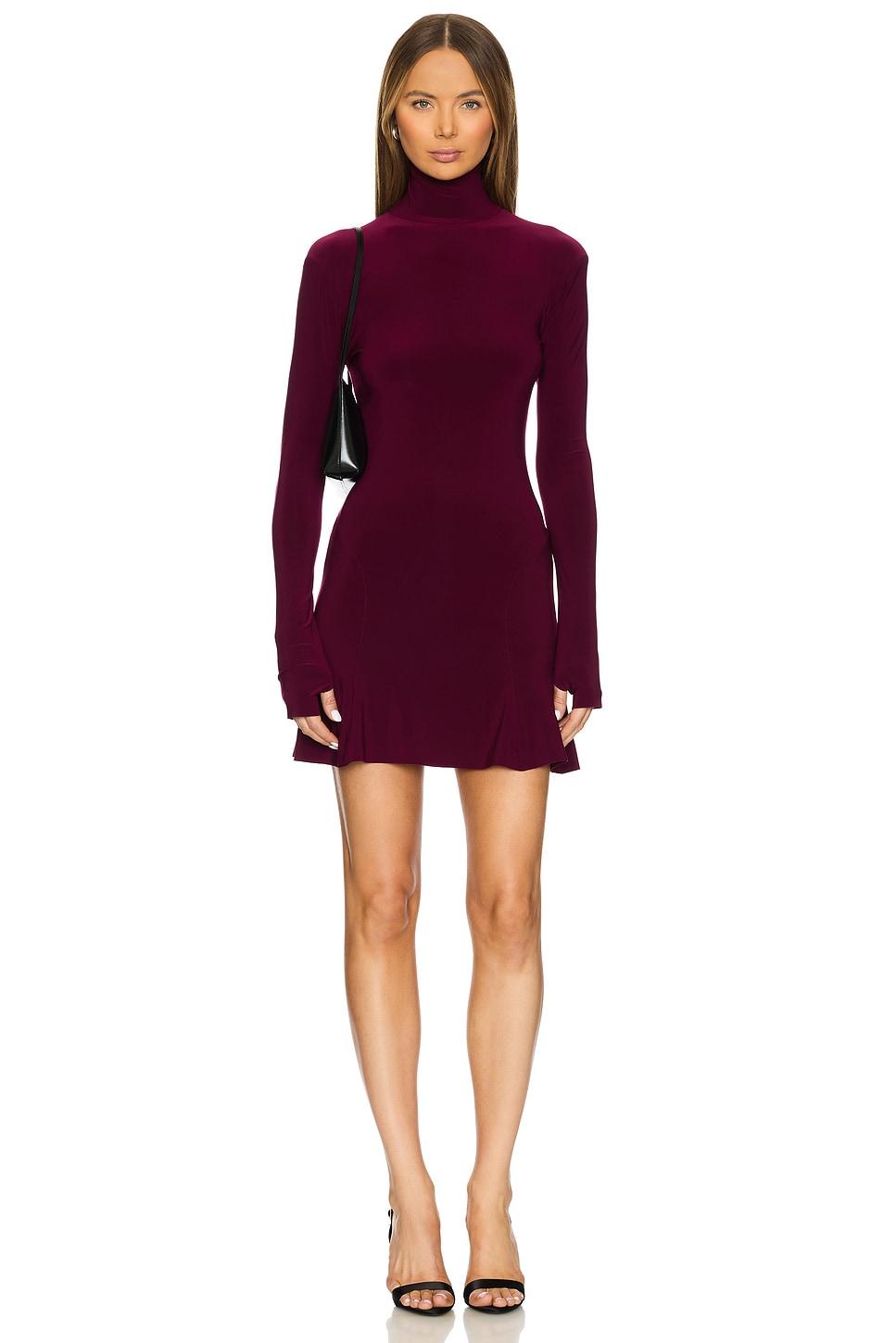x revolve long sleeve turtleneck fishtail mini dress