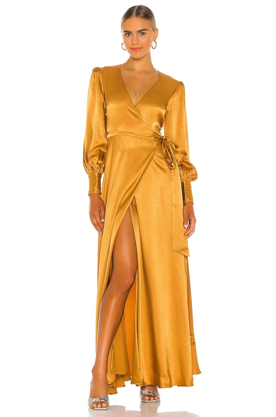 x revolve maxi wrap dress