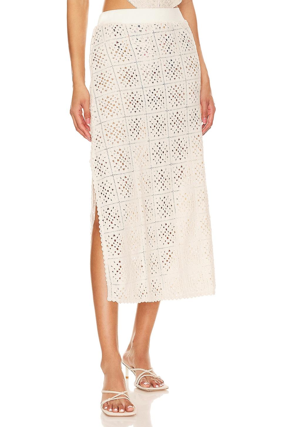 x revolve mira gres crochet midi skirt