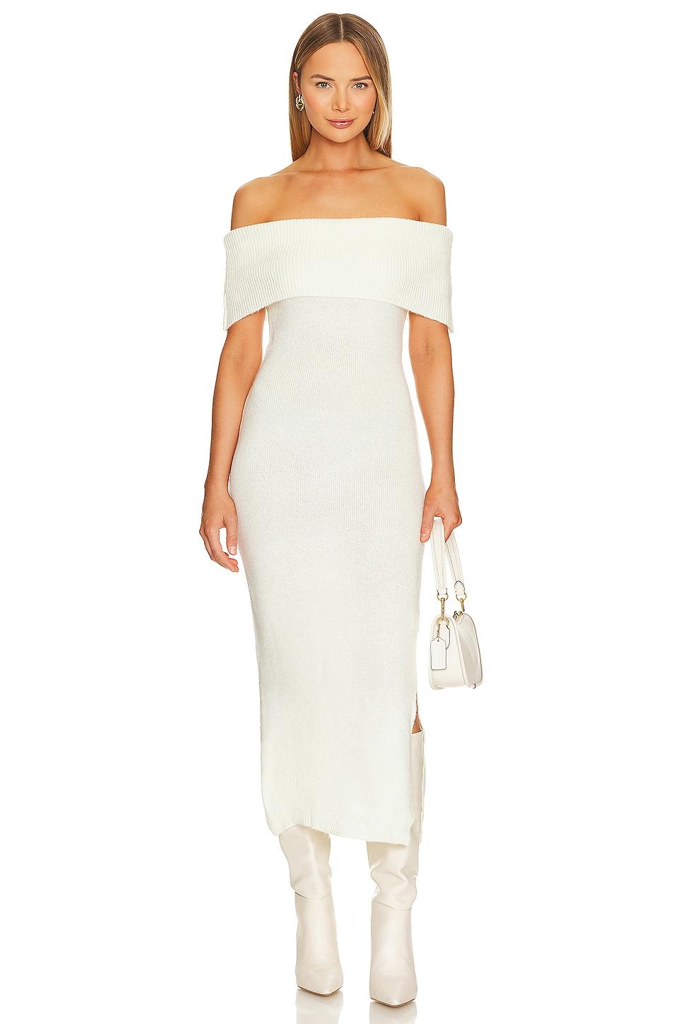 x revolve off shoulder sweater midi dress