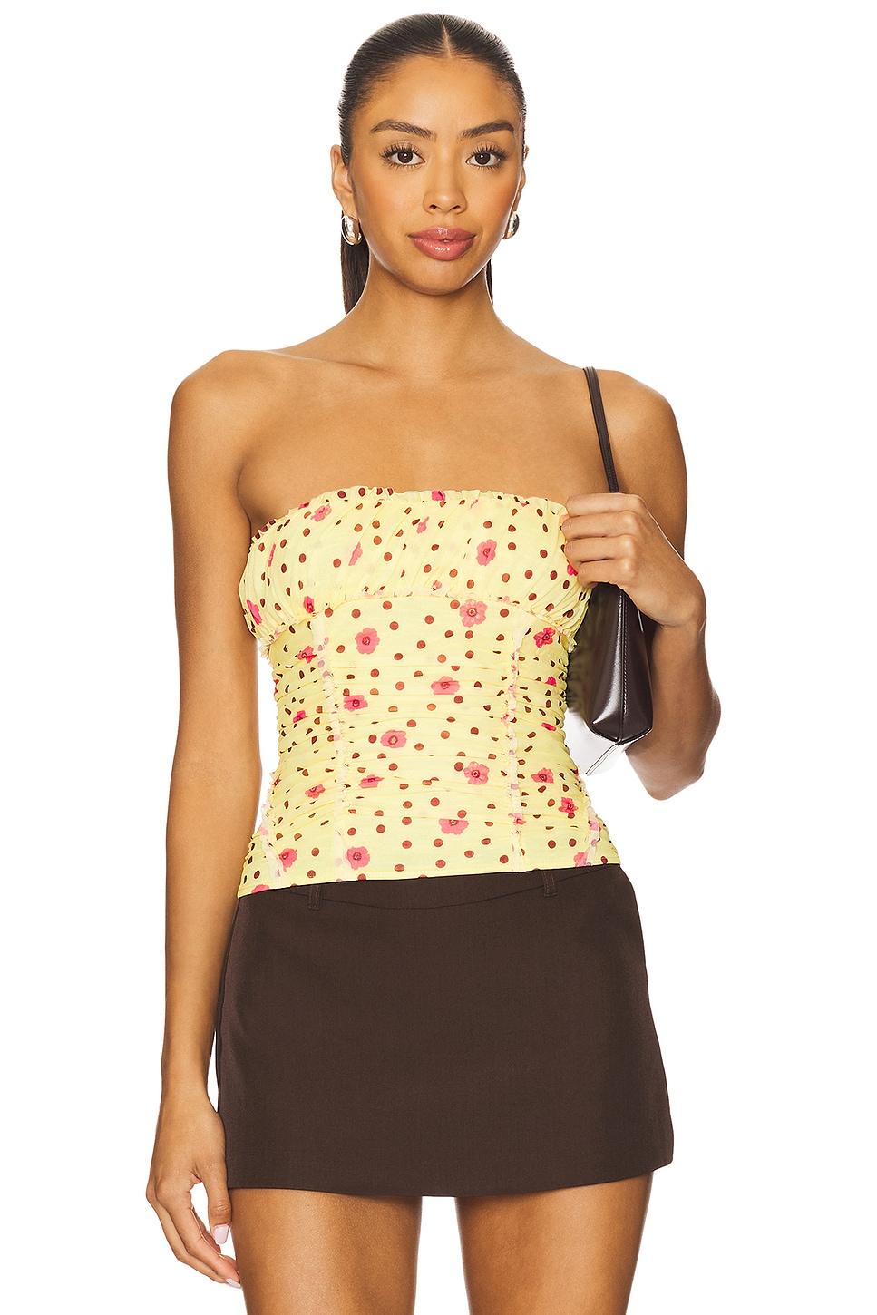 x revolve scottie tube printed top in yellow marimba combo