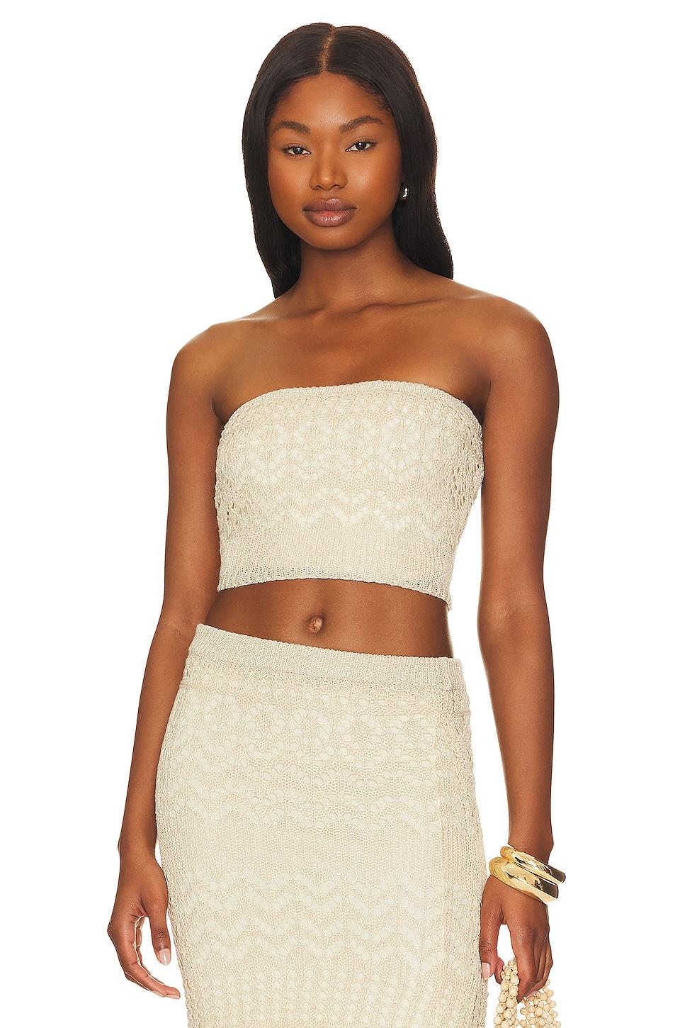 x revolve strapless crochet top