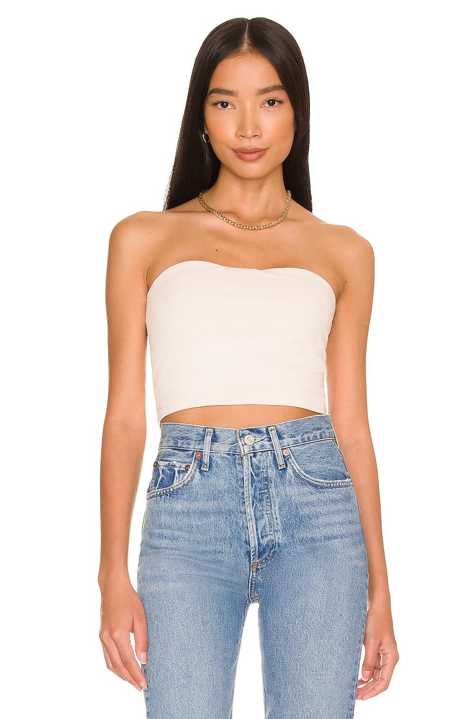 x revolve strapless crop top