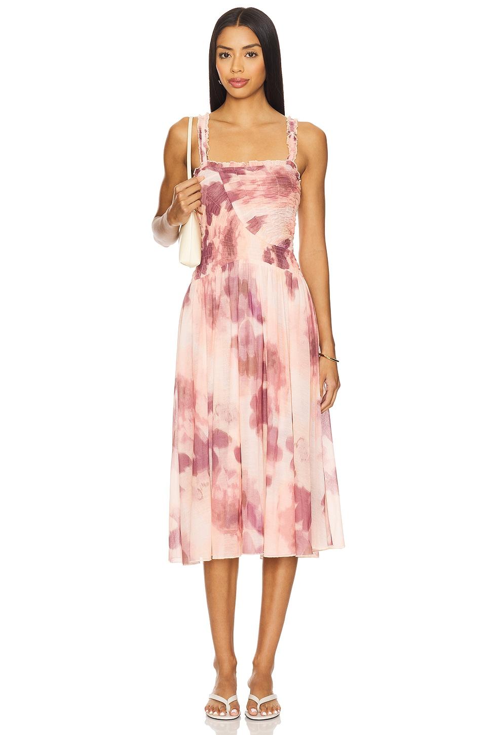 x revolve tessa smocked midi dress