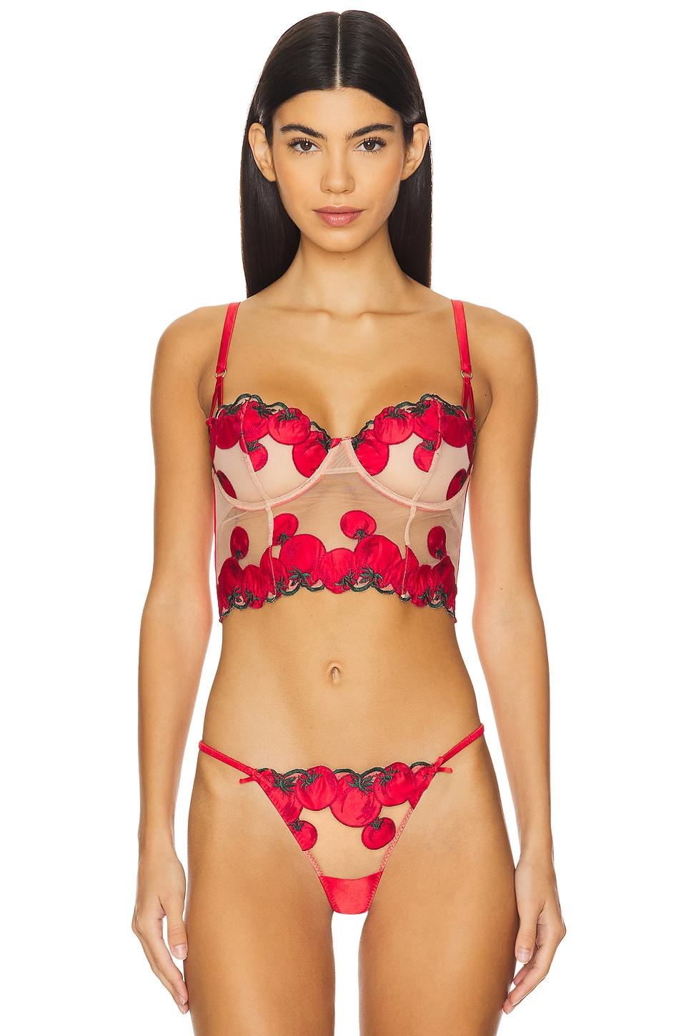 x revolve tomato embroidery longline bra