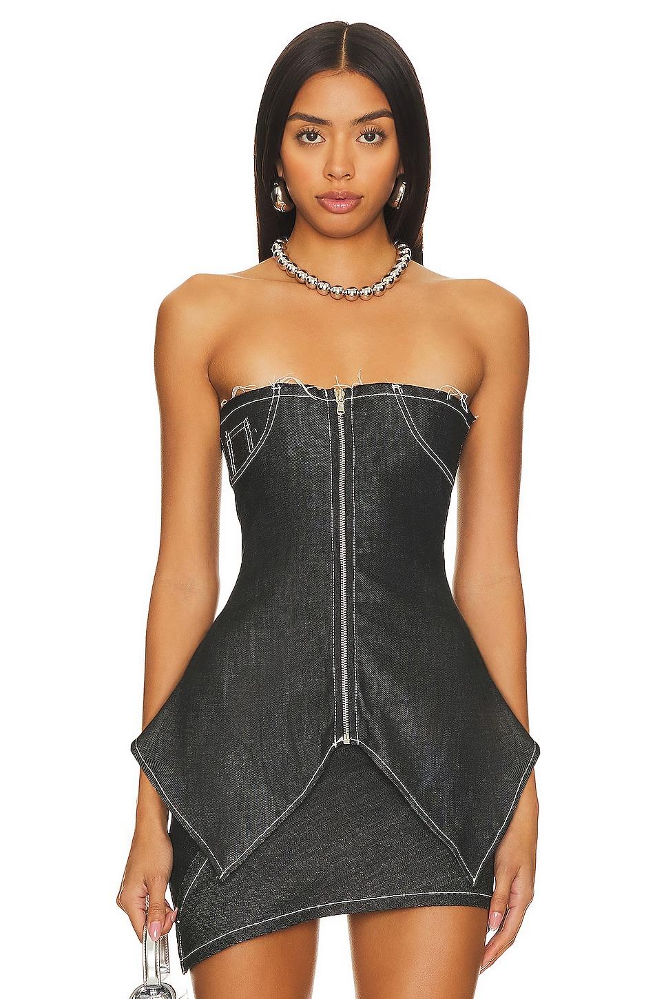 x revolve zip front tube top with uneven hem