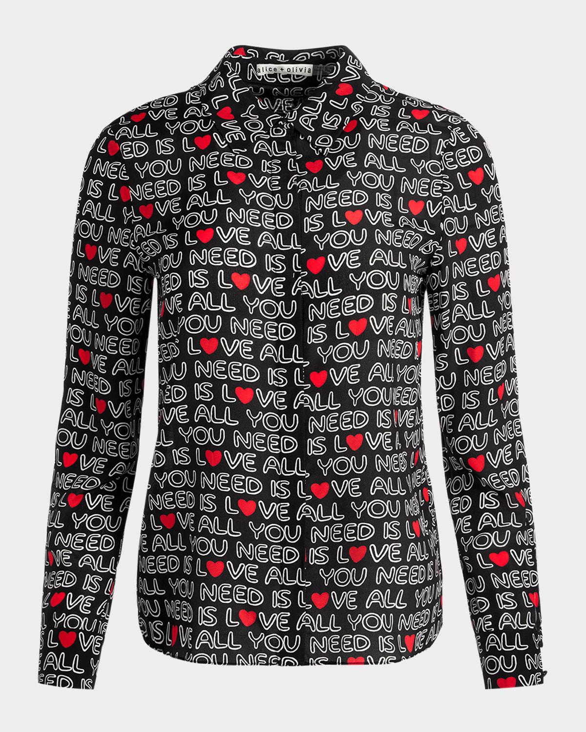 x the beatles all you need is love willa silk placket top