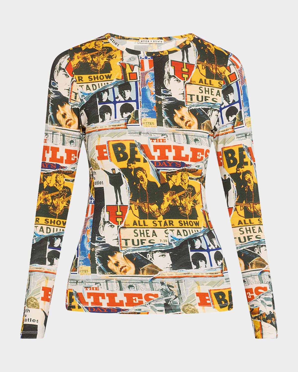 x the beatles delaina long-sleeve crewneck top