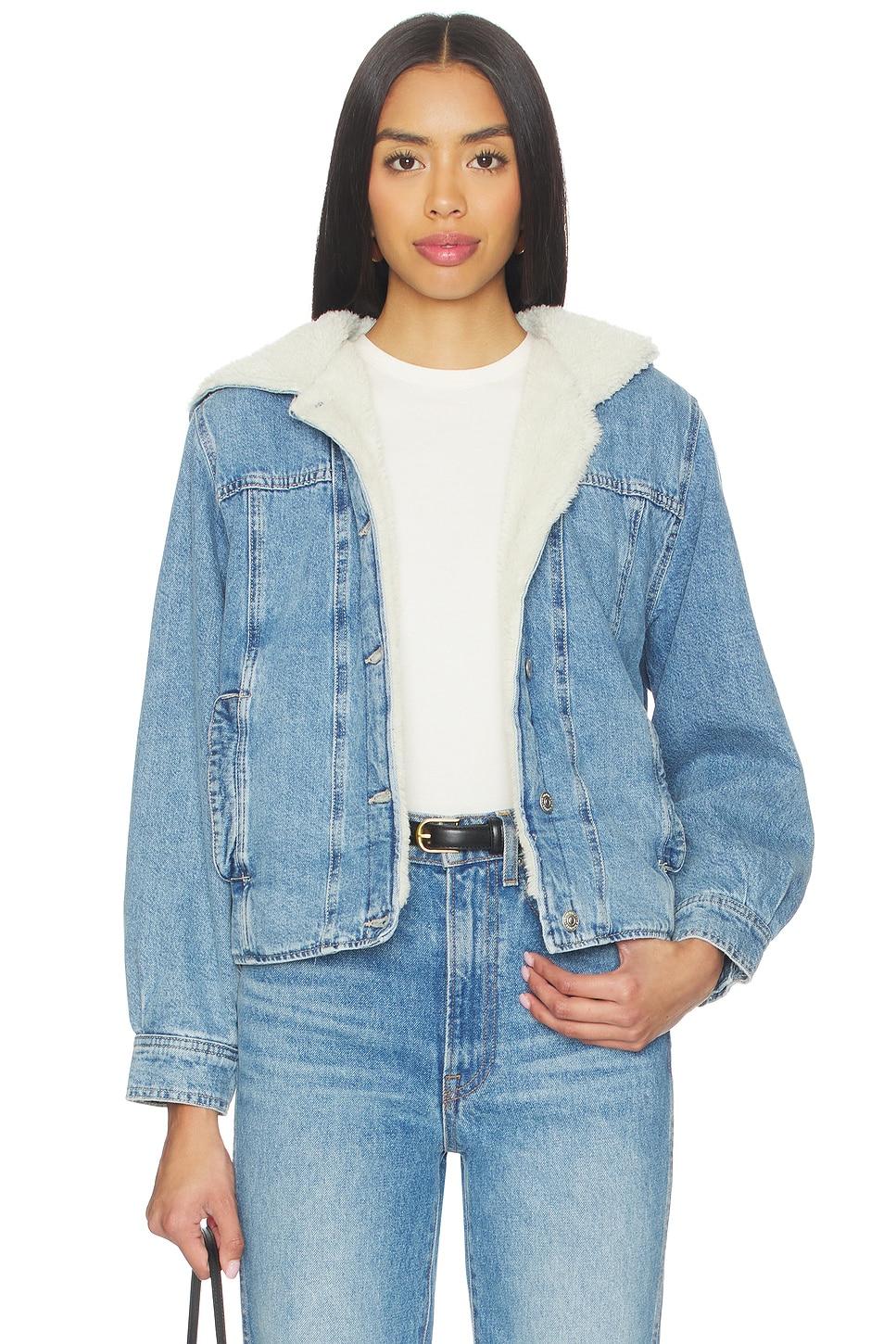 x we the free asher cozy denim jacket in snowdrift wash