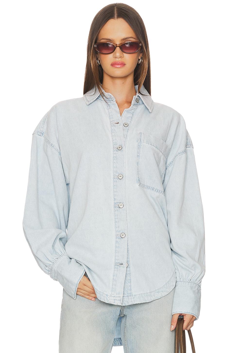 x we the free ashley denim shirt in classic blue