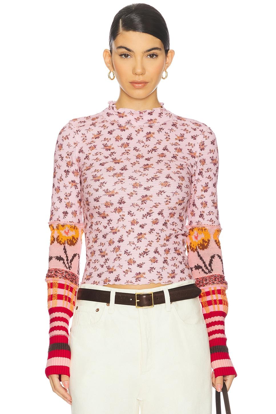 x we the free bold bowery cuff top in cherry blossom combo