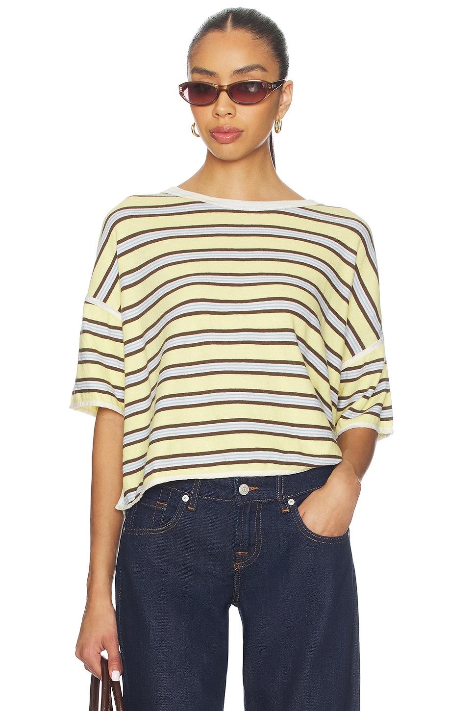 x we the free clean rugby tee in yellow combo