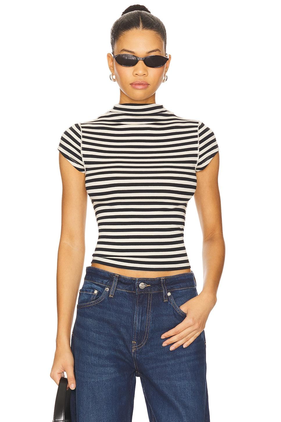 x we the free lola tee stripe in black & white stripe