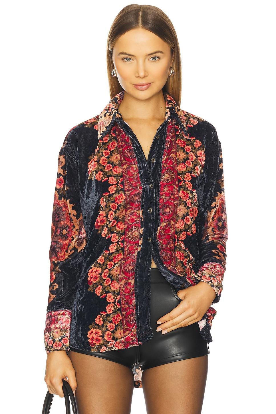 x we the free one night velvet top in night owl combo