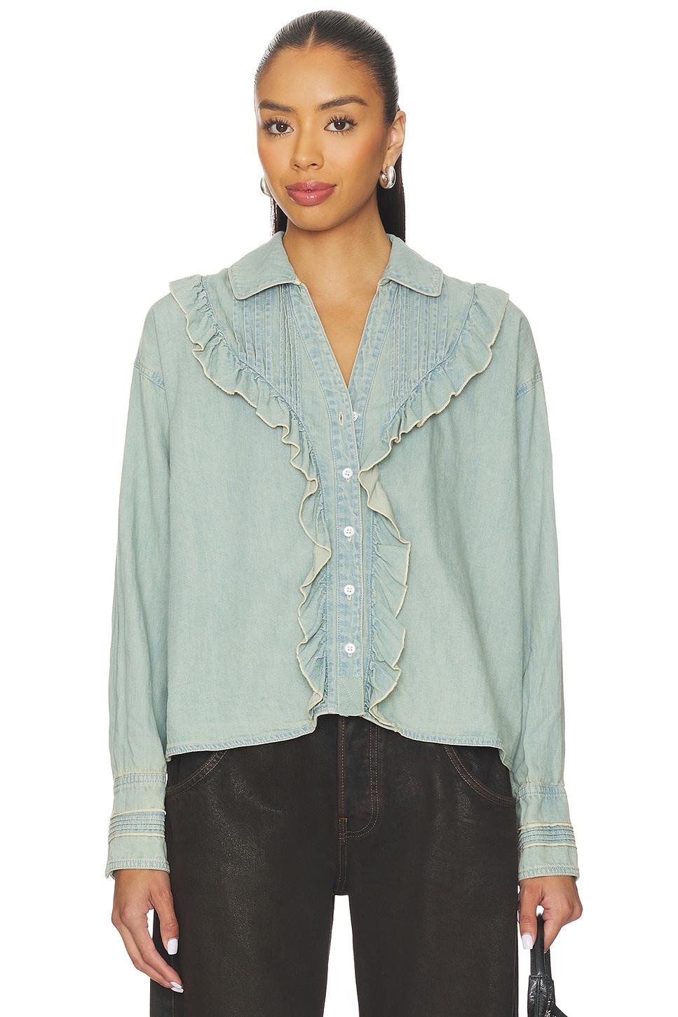 x we the free tattered and ruffled top in vintage tint wash