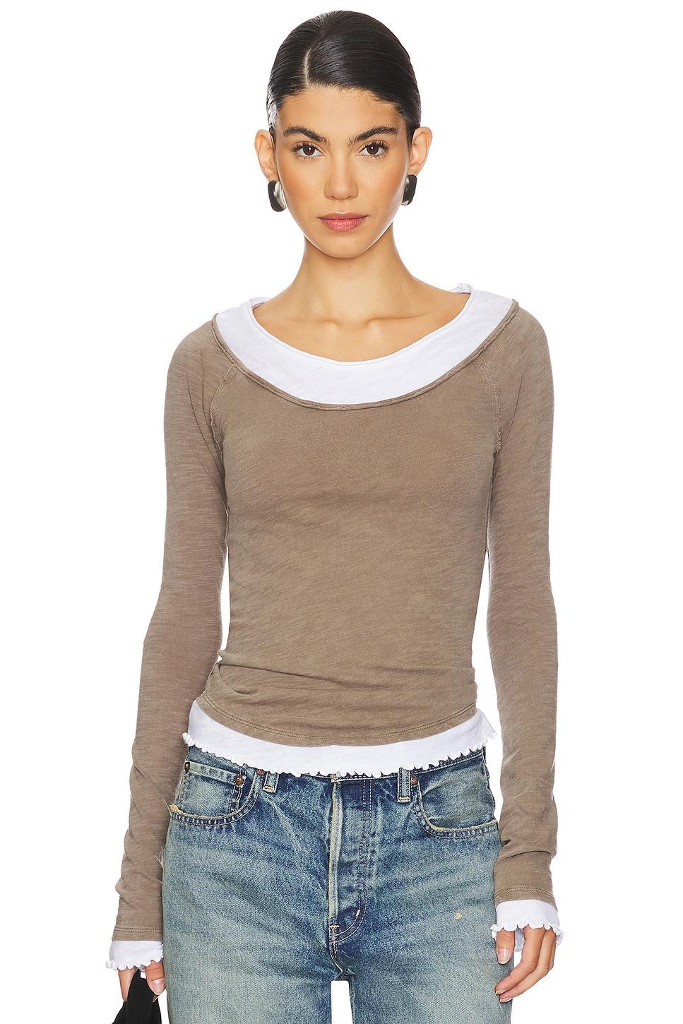 x we the free two's a charm tee in mocha & white combo