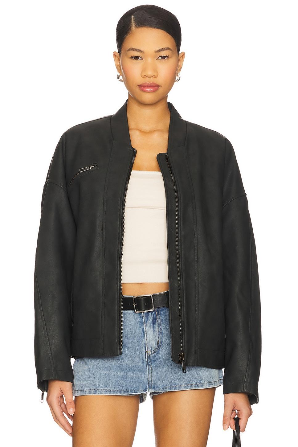 x we the free vinny faux bomber in black