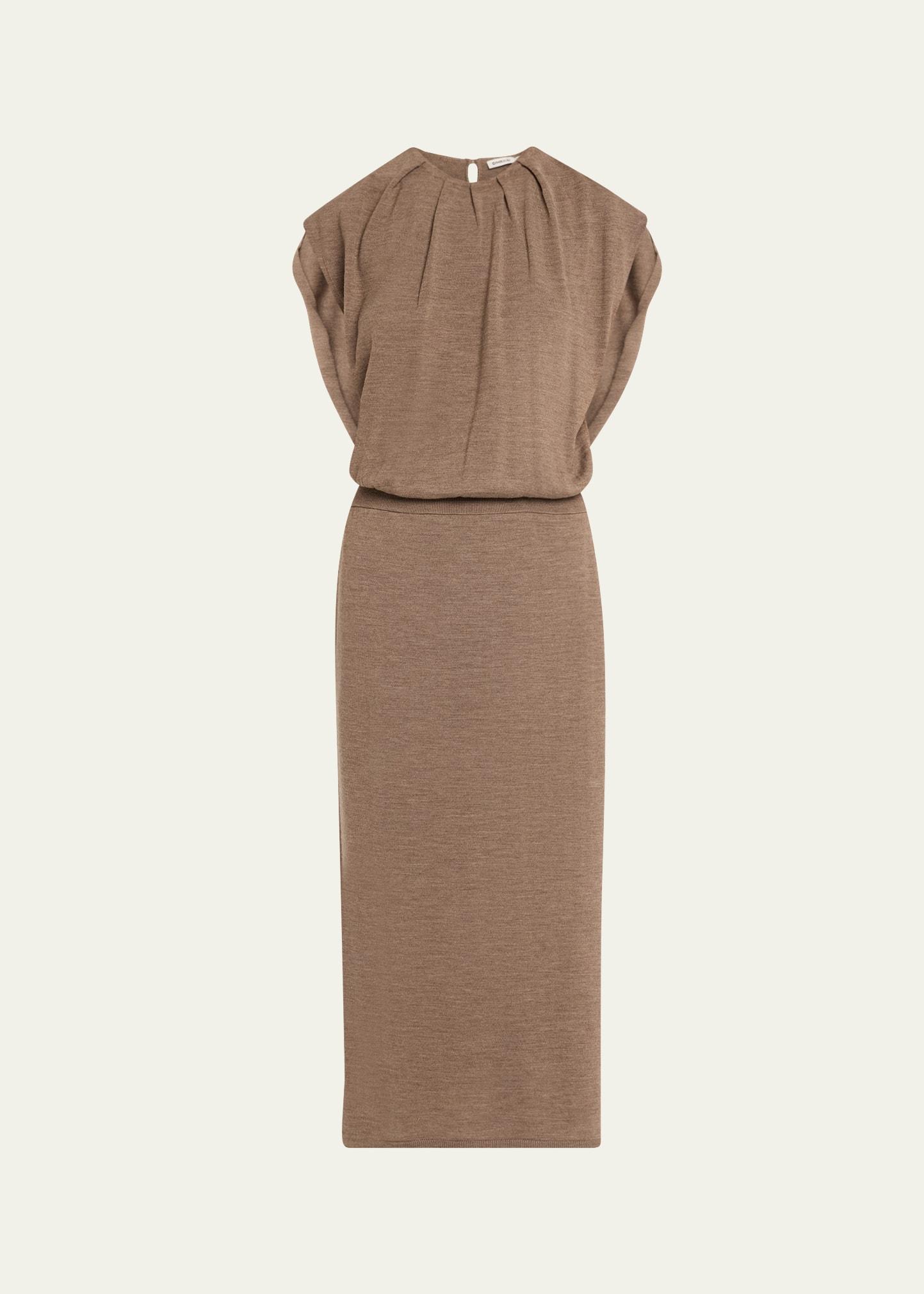 xion draped merino cape dress