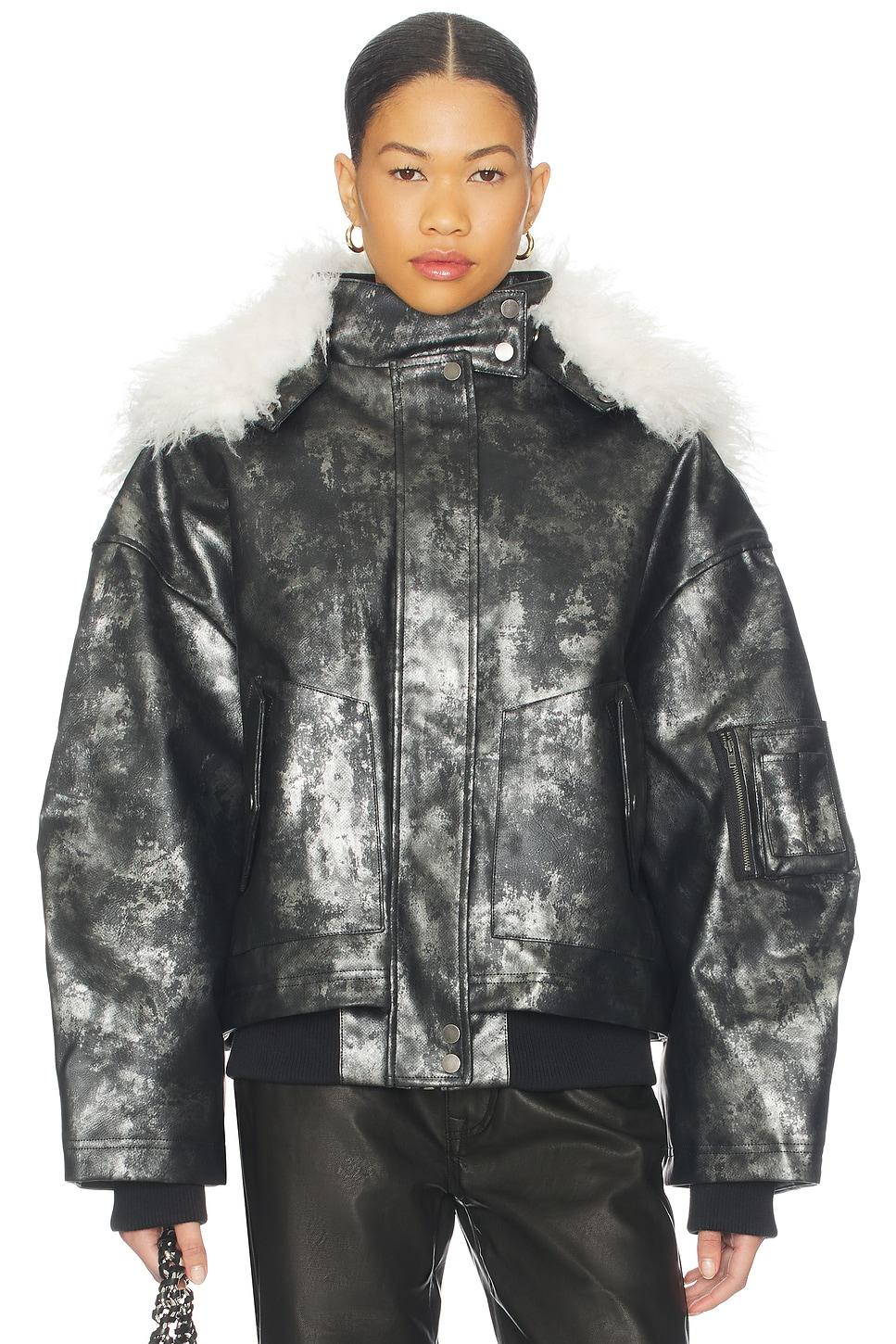xl faux fur collar bomber jacket
