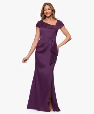 xscape womens asymmetric neck short sleeve gown