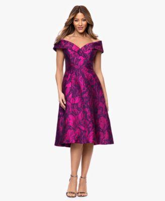 xscape womens off the shoulder neck midi dress