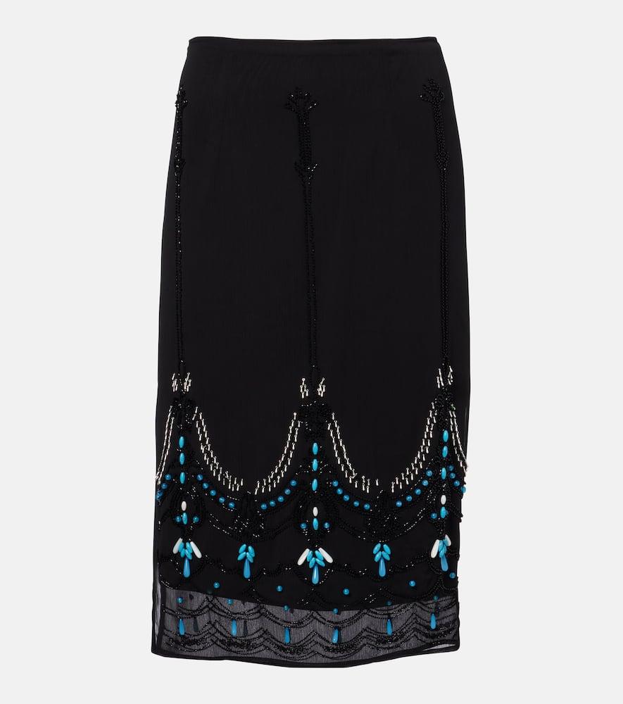 xu zhi beaded jersey midi skirt