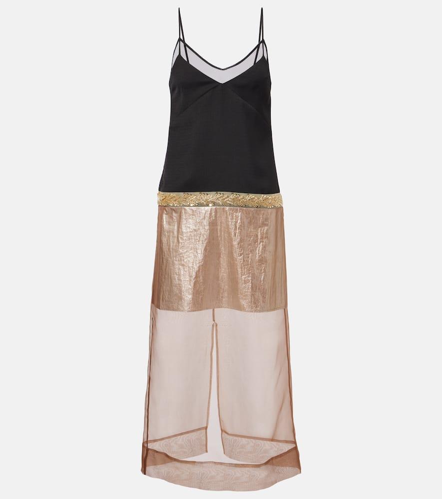 xu zhi embesllished paneled midi dress