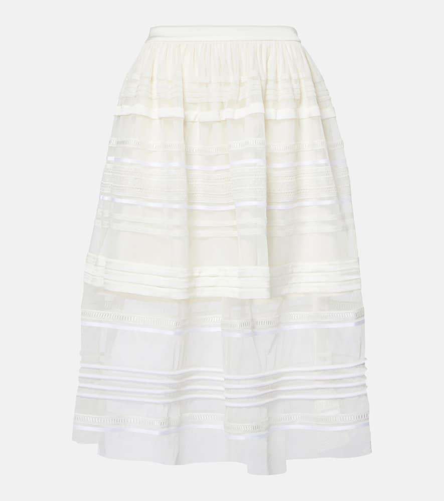 xu zhi gathered lace and tulle midi skirt