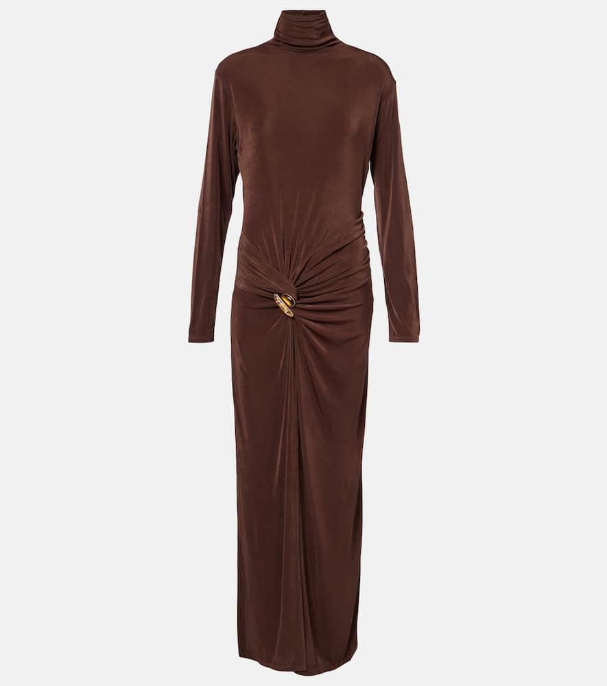 xu zhi gathered turtleneck maxi dress