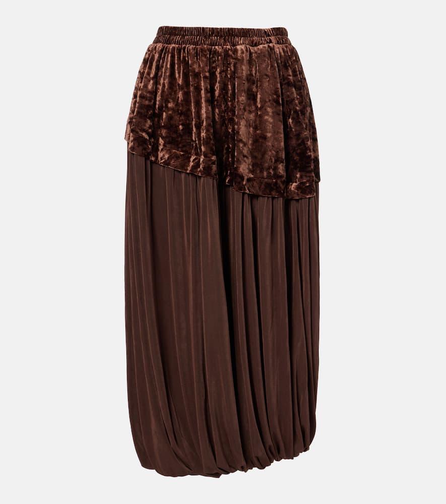 xu zhi jersey and velvet midi skirt