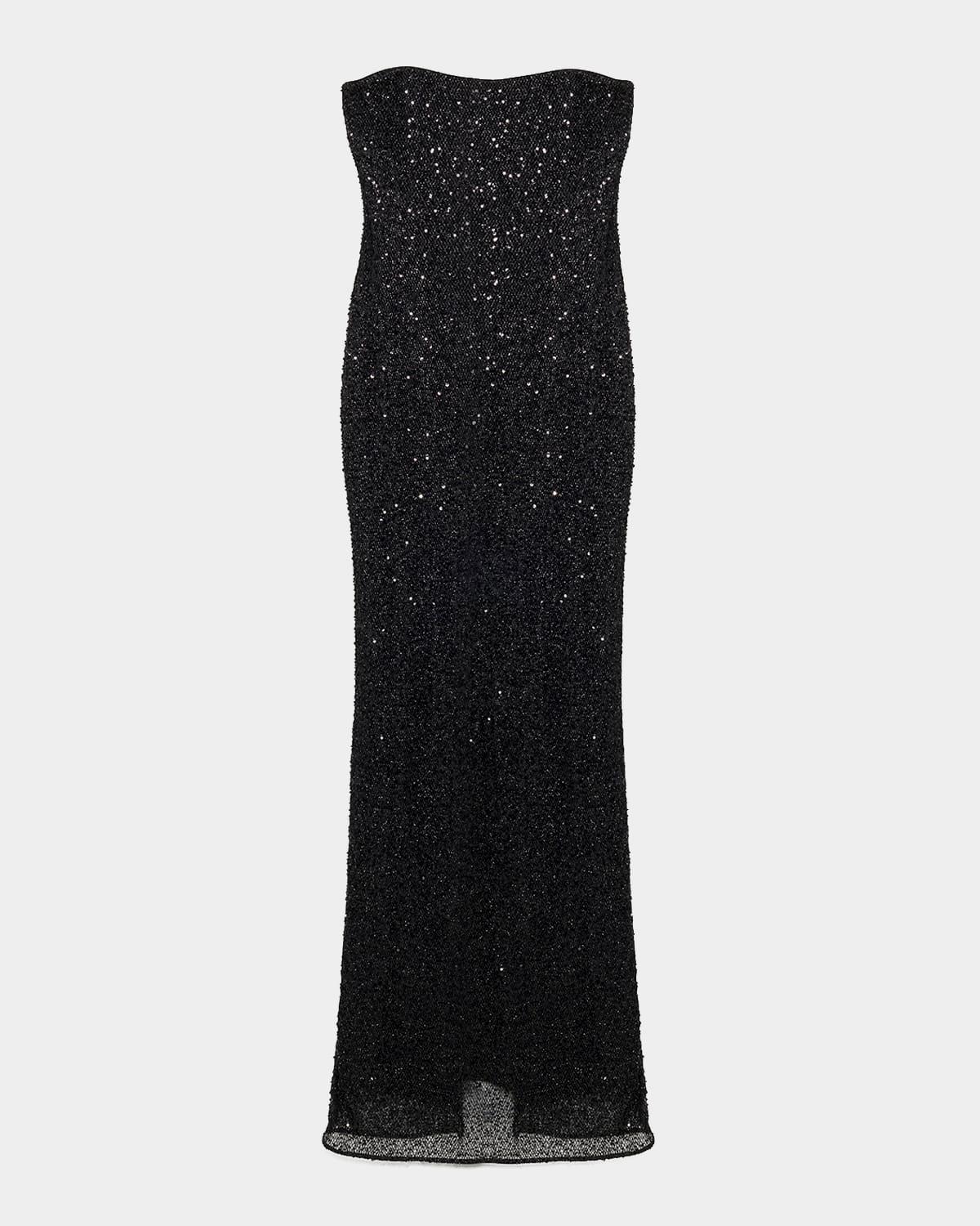 xyla strapless sequin column gown
